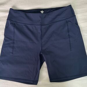Women's Navy Athletic Shorts with High Waistband